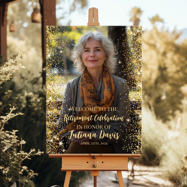 Modern retirement welcome sign with photo (Creator Uploaded)