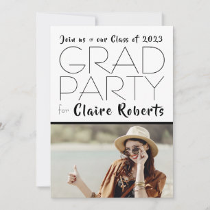 Modern Retro 1 Photo Graduation Party Invitation