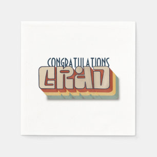 Modern retro 3D typographic graduate grad  Napkin