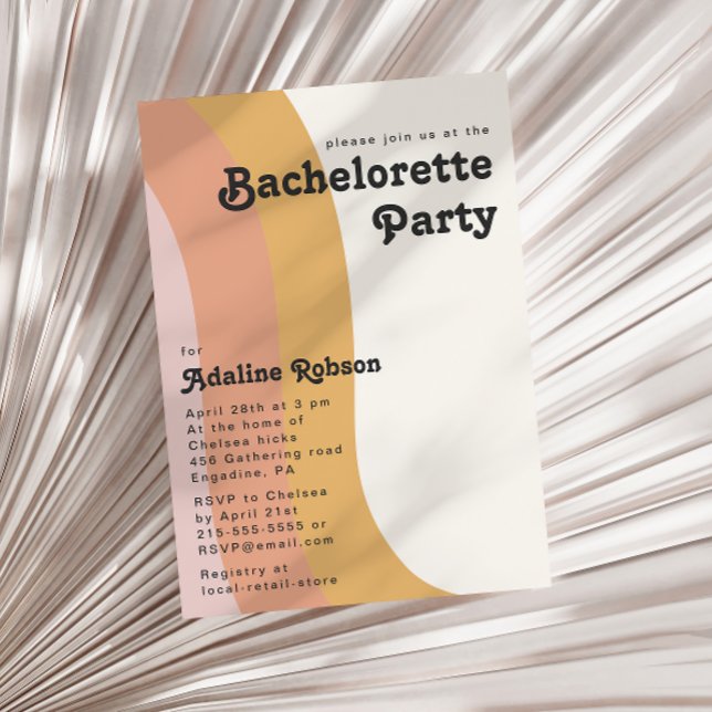 Modern Retro 70's Rainbow Bachelorette Party Invitation (Creator Uploaded)