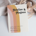Modern Retro 70's Rainbow Casual Wedding Invitation<br><div class="desc">This modern retro 70's rainbow casual wedding invitation is perfect for your simple vintage orange, rose gold, and blush pink wedding. Designed with elements of a classic, colourful boho arch and groovy minimalist stripes. The design has a unique abstract tropical beach feel, great for any spring, summer, or fall wedding....</div>