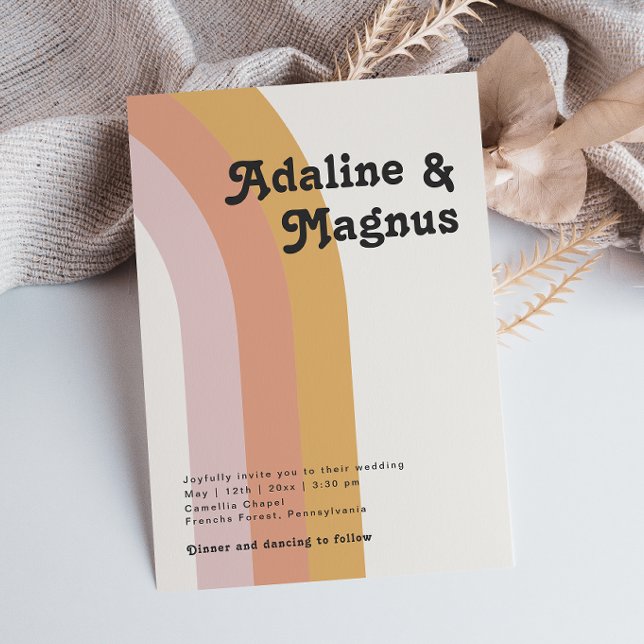 Modern Retro 70's Rainbow Casual Wedding Invitation (Creator Uploaded)
