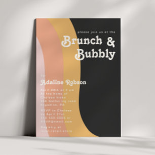Modern Retro 70's Rainbow Dark Brunch and Bubbly Invitation