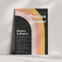 Modern Retro 70's Rainbow Dark Couples Shower
