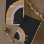 Modern Retro 70's Rainbow | Dark Folded Wedding Programme<br><div class="desc">This modern retro 70's rainbow | dark folded wedding program is perfect for your simple vintage orange, rose gold, and blush pink wedding. Designed with elements of a classic, colourful boho arch and groovy minimalist stripes. The design has a unique abstract tropical beach feel, great for any spring, summer, or...</div>