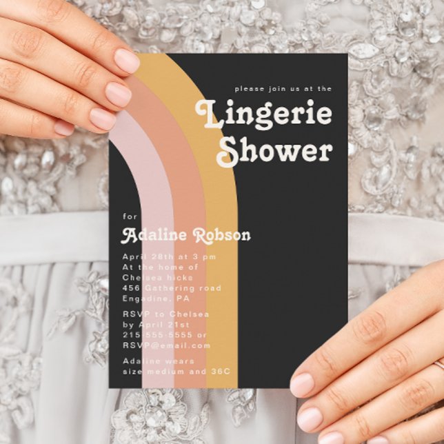 Modern Retro 70's Rainbow Dark Lingerie Shower Invitation (Creator Uploaded)