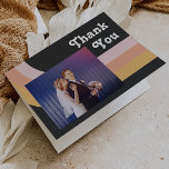 Modern Retro 70's Rainbow | Dark Photo Folded Thank You Card<br><div class="desc">This modern retro 70's rainbow | dark photo folded thank you card is perfect for your simple vintage orange, rose gold, and blush pink wedding. Designed with elements of a classic, colourful boho arch and groovy minimalist stripes. The design has a unique abstract tropical beach feel, great for any spring,...</div>