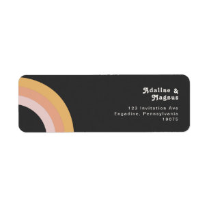 Modern Retro 70's Rainbow   Dark Return Address