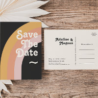 Modern Retro 70's Rainbow Dark Save The Date