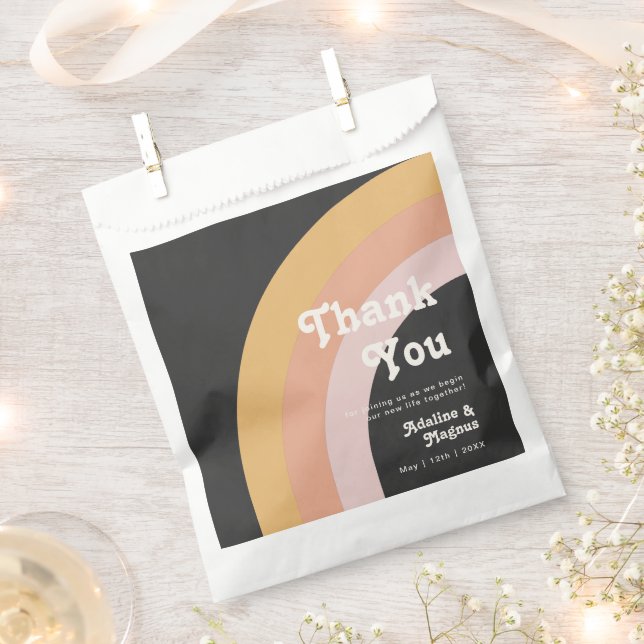 Modern Retro 70's Rainbow Dark Thank You Favour Ba Favour Bags (Clipped)
