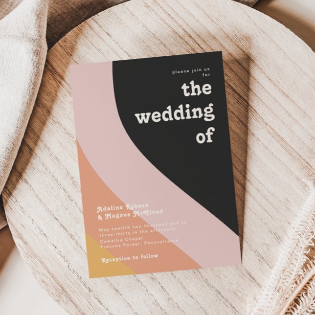 Modern Retro 70's Rainbow Dark The Wedding Of Invitation (Creator Uploaded)