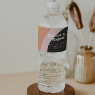 Modern Retro 70's Rainbow Dark Water Bottle Label