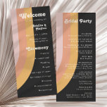 Modern Retro 70's Rainbow Dark Wedding Program Programme<br><div class="desc">This modern retro 70's rainbow dark wedding program is perfect for your simple vintage orange, rose gold, and blush pink wedding. Designed with elements of a classic, colourful boho arch and groovy minimalist stripes. The design has a unique abstract tropical beach feel, great for any spring, summer, or fall wedding....</div>