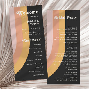 Modern Retro 70's Rainbow Dark Wedding Program Programme