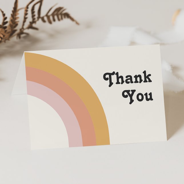 Modern Retro 70's Rainbow | Folded Thank You Card (Creator Uploaded)