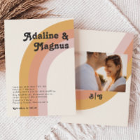 Modern Retro 70's Rainbow Monogram Photo Wedding