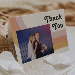 Modern Retro 70's Rainbow | Photo Folded Thank You Card<br><div class="desc">This modern retro 70's rainbow | photo folded thank you card is perfect for your simple vintage orange, rose gold, and blush pink wedding. Designed with elements of a classic, colourful boho arch and groovy minimalist stripes. The design has a unique abstract tropical beach feel, great for any spring, summer,...</div>