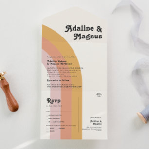 Modern Retro 70's Rainbow Seal and Send All In One Invitation