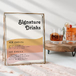 Modern Retro 70's Rainbow Signature Drinks Sign<br><div class="desc">This modern retro 70's rainbow signature drinks sign is perfect for your simple vintage orange, rose gold, and blush pink wedding. Designed with elements of a classic, colourful boho arch and groovy minimalist stripes. The design has a unique abstract tropical beach feel, great for any spring, summer, or fall wedding....</div>