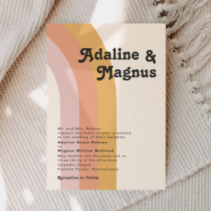 Modern Retro 70's Rainbow Traditional Wedding Invitation