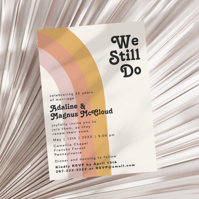 Modern Retro 70's Rainbow We Still Do Vow Renewal Invitation (Creator Uploaded)