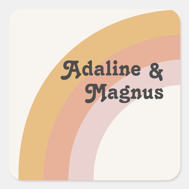 Modern Retro 70's Rainbow | Wedding Envelope Seals (Front)