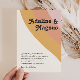 Modern Retro 70's Rainbow Wedding Invitation