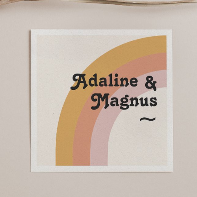 Modern Retro 70's Rainbow | Wedding Napkins (Creator Uploaded)