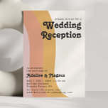 Modern Retro 70's Rainbow Wedding Reception Invitation<br><div class="desc">This modern retro 70's rainbow wedding reception invitation is perfect for your simple vintage orange, rose gold, and blush pink reception. Designed with elements of a classic, colourful boho arch and groovy minimalist stripes. The design has a unique abstract tropical beach feel, great for any spring, summer, or fall wedding....</div>