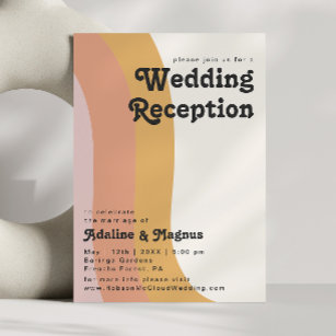 Modern Retro 70's Rainbow Wedding Reception Invitation