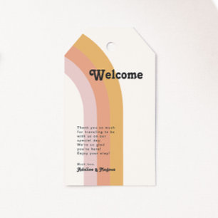 Modern Retro 70's Rainbow Wedding Welcome  Gift Tags
