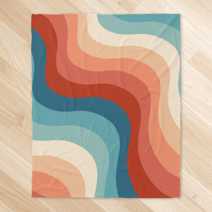 Modern Retro 70s Style Stripes Fleece Blanket