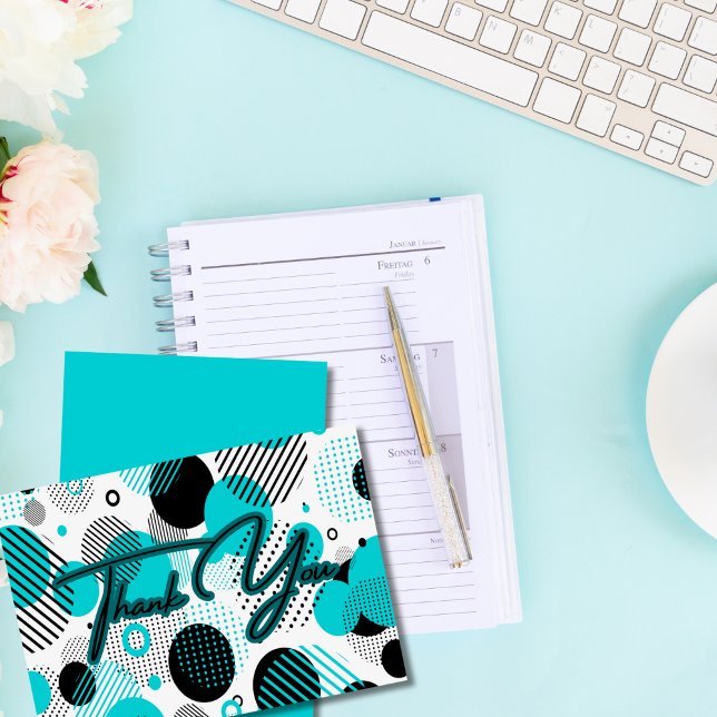 Modern Retro 80s 90s Geometric Enigma Thank You Card (Creator Uploaded)