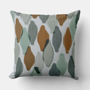 Modern Retro Abstract Sage Green Grey Brown Cushion
