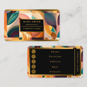 Modern Retro Abstract Squares Collection Business Card