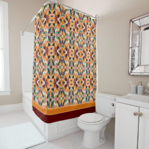 Modern Retro Abstract Squares Collection Shower Curtain