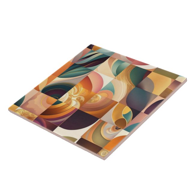 Modern Retro Abstract Squares Collection Tile (Side)