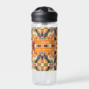Modern Retro Abstract Squares Collection Water Bottle
