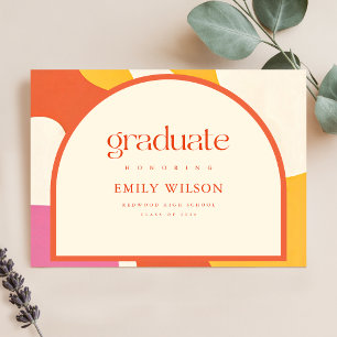 Modern Retro Arch Graduation Party Invitation Postcard