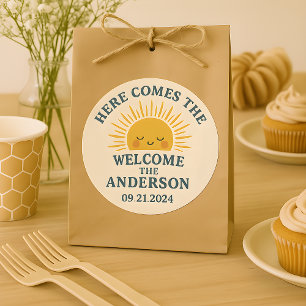 Modern Retro Baby Shower Customisable Sticker