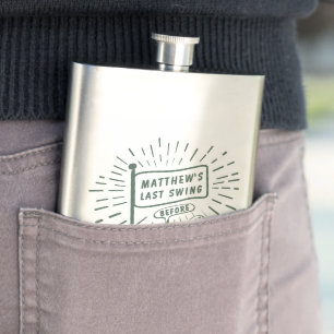 Modern Retro Bachelor Party Last Swing Golf Green Hip Flask