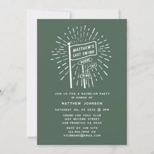 Modern Retro Bachelor Party Last Swing Golf Green Invitation