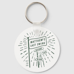 Modern Retro Bachelor Party Last Swing Golf Green Key Ring