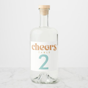 Modern Retro Beachy Wedding Table Number Liquor Bottle Label