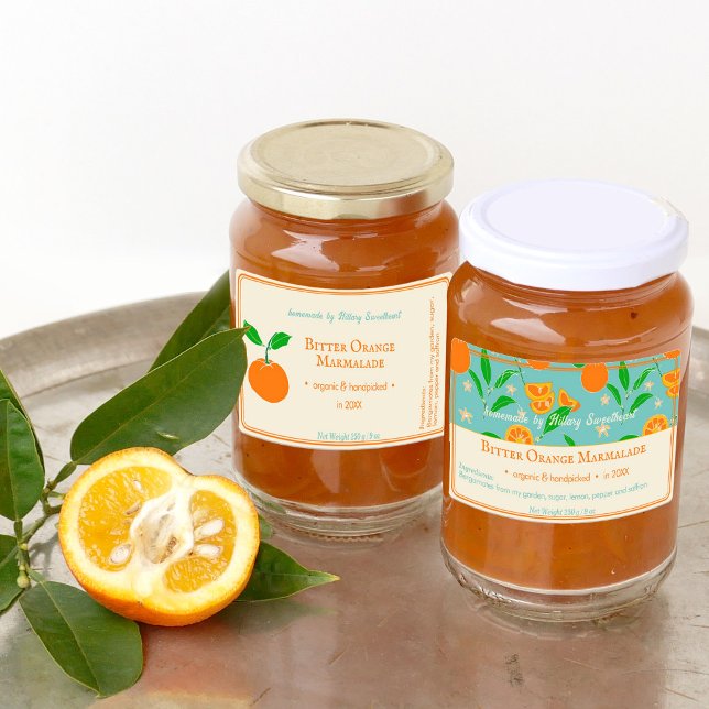 Modern Retro Bergamote Orange Marmalade Labels (Creator Uploaded)
