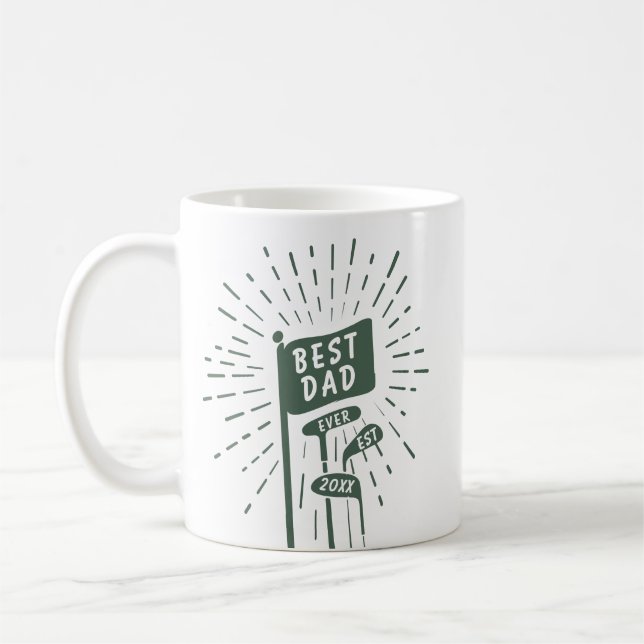 Modern Retro Best Dad Ever Photo Golf Clubs Coffee Mug (Left)
