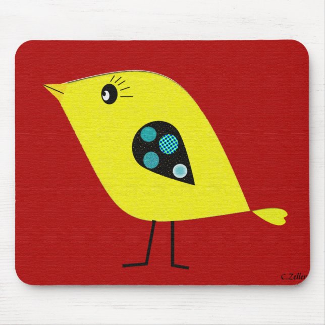 Modern Retro Bird Mouse Mat (Front)