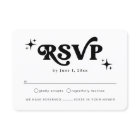 Modern Retro Black And White Boho Wedding RSVP