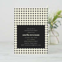 Modern Retro Black White Dots Graduation Party