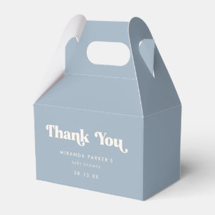 Modern Retro Blue Baby Shower Thank You Favour Box